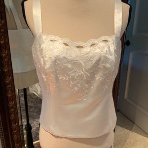 White satin embellished top